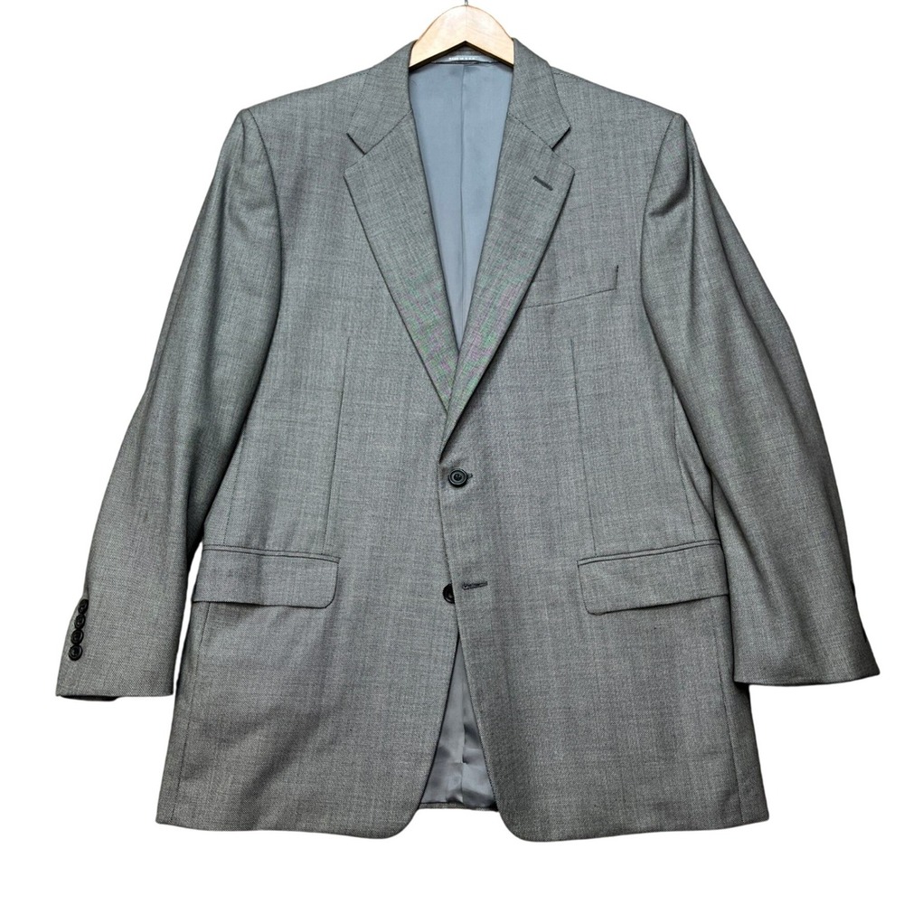 VTG Hickey Freeman Suit Jacket Mens 42R Gray Loro Piana Wool Madison Blazer USA